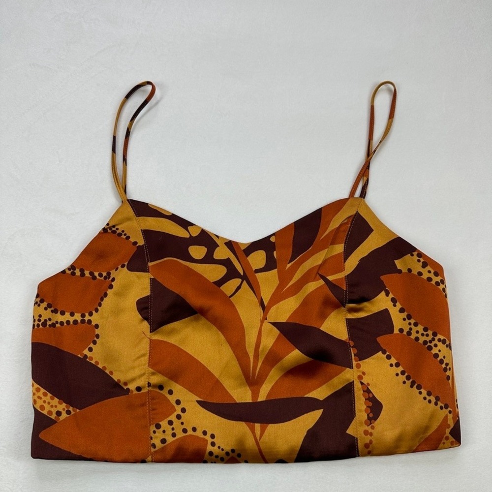 House of Harlow 1960 Crop Top Brown Orange Floral Sleeveless Blouse‎ S